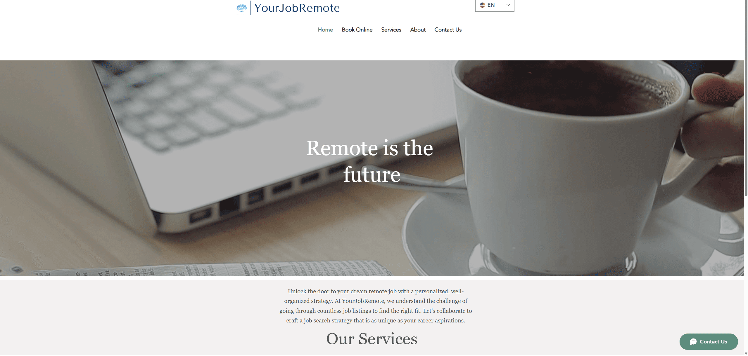 Η παλιά ιστοσελίδα YourJobRemote στο Wix (2022)